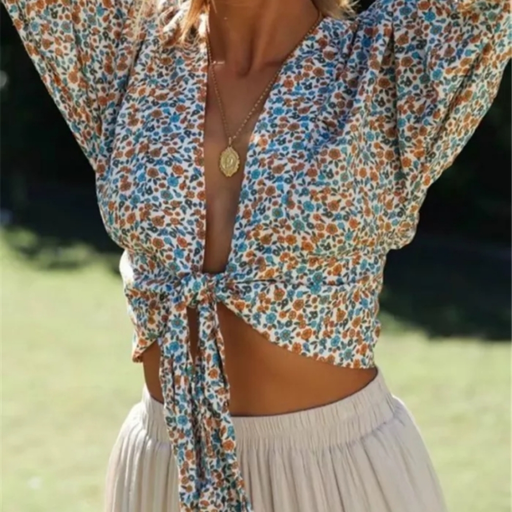Boho Wrap Crop Top - Picture 1 of 6